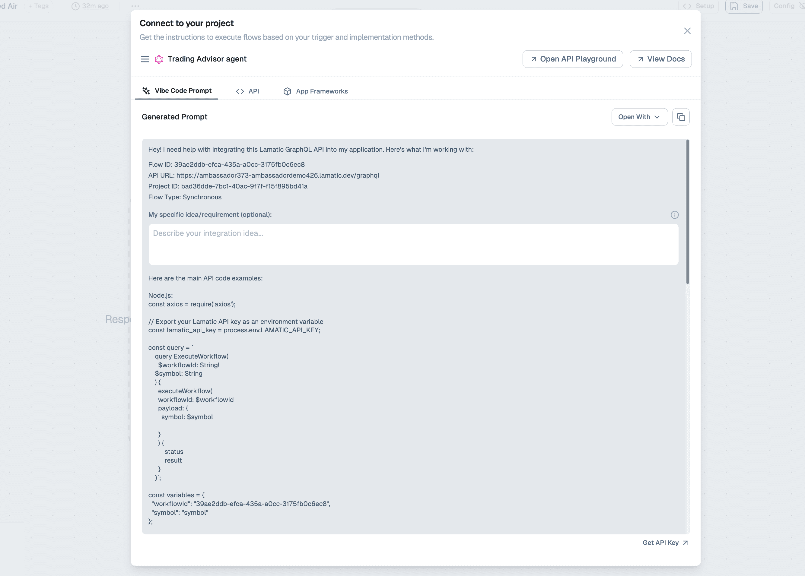 Connect to your project - Vibe Code Prompt